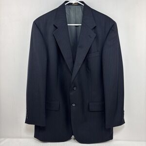 Oscar De La Renta Cashmere Wool Blend Navy‎ Pinstripe Blazer Suit Jacket 42L EUC